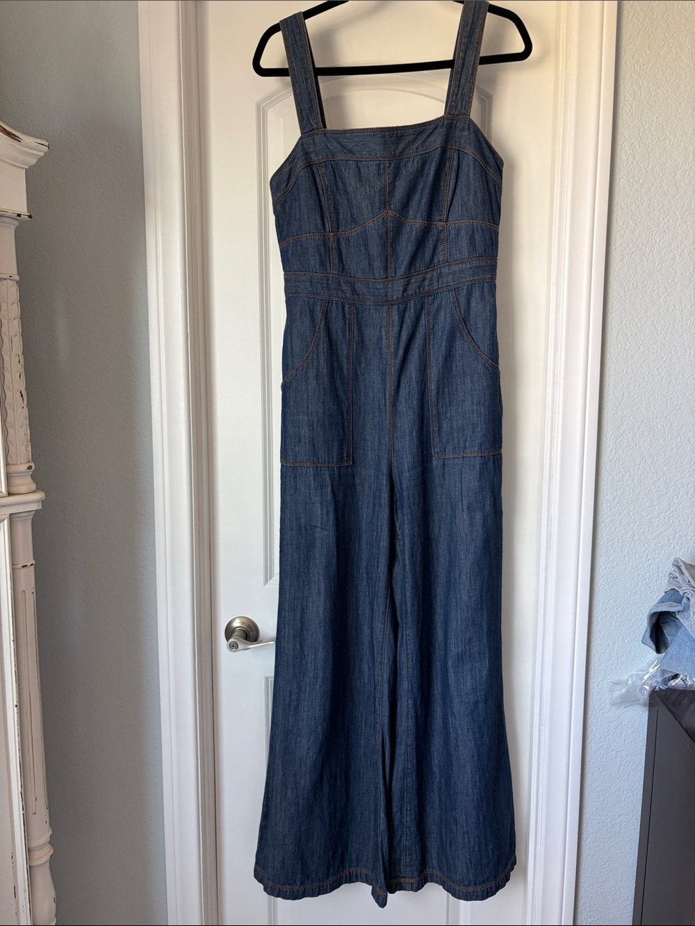 Anthropologie chambray denim jumpsuit